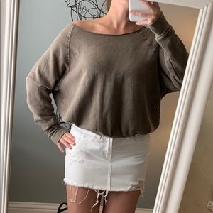 Off the shoulder hoodie crew neck